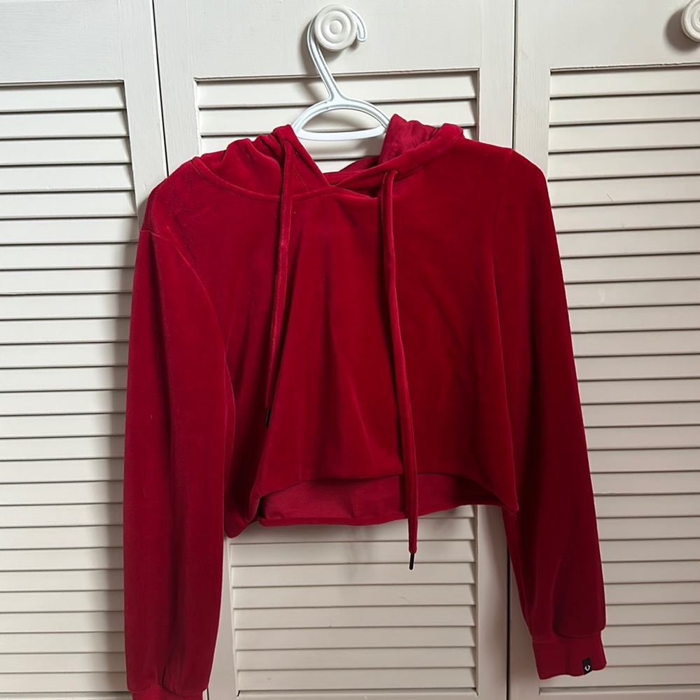 red velvet, true religion crop hoddie